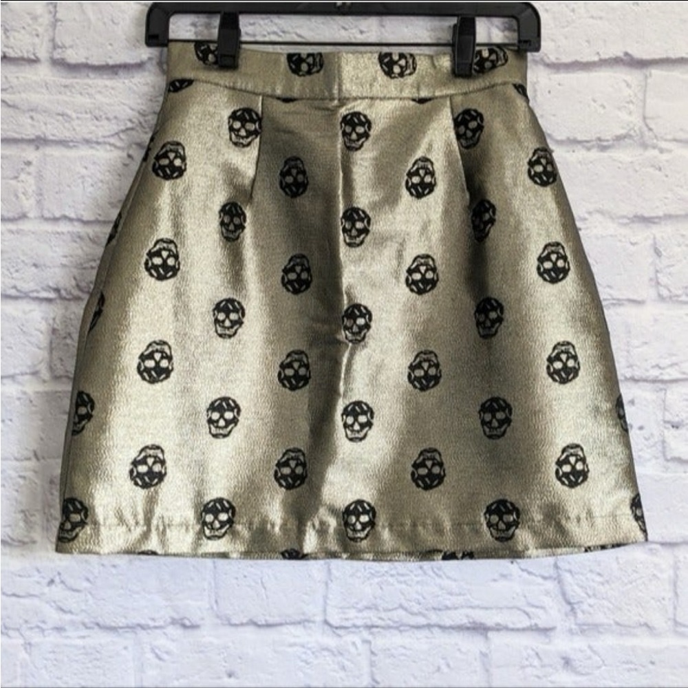 Modcloth Metallic Skull Mini Skirt